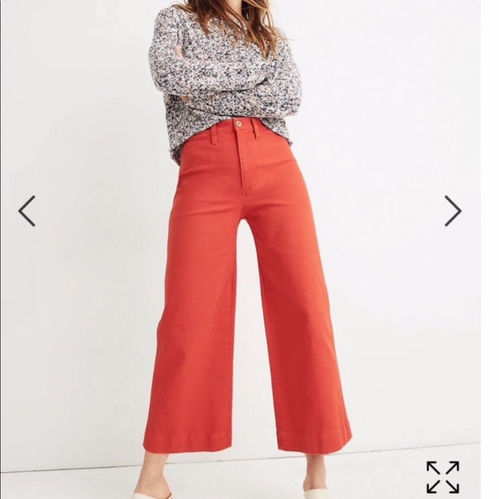 Madewell red wide leg crop pants
